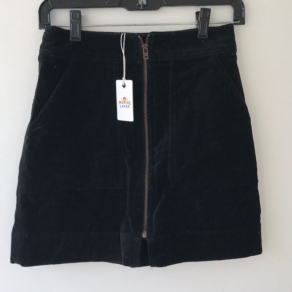 Marine Layer Dresses & Skirts - Navy Velvet Zipped- Up Skirt